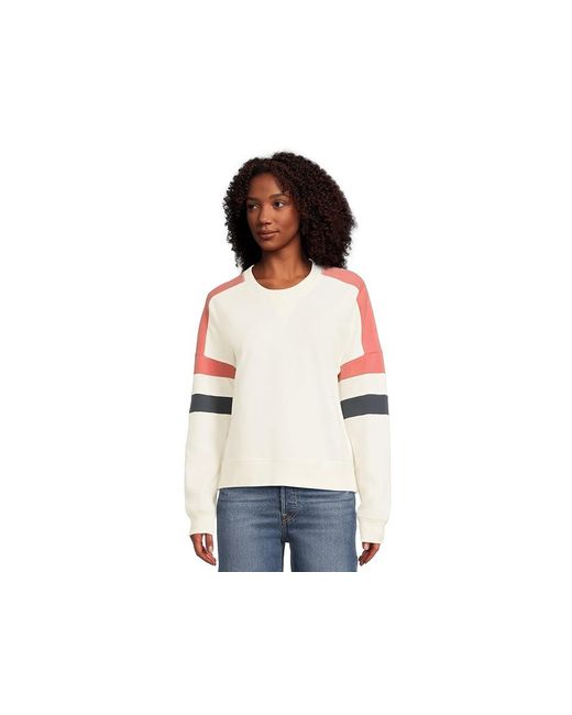 Faherty Brand Black High Standard Fleece Varsity Crew Sweatshirt, Cotton