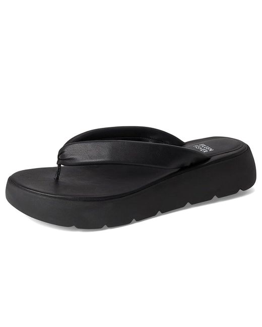 Eileen Fisher Black Jelly Thong Wedge Shoes, Leather