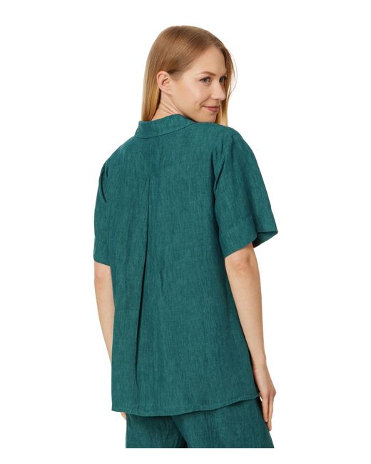 Eileen Fisher Green Short Sleeve Long Shirt