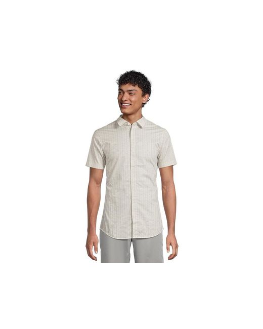 ARMANI EXCHANGE Black Micro Print Stretch Cotton Short Sleeve Shirt T Shirt Circle Ax Logo, Cotton/Elastane for men