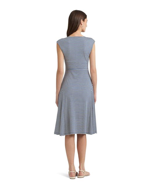 Lauren by Ralph Lauren Blue Striped Cotton-blend-jersey Dress