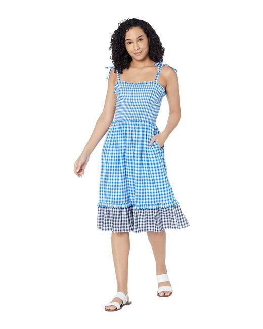 Draper James Cotton Taylor Smocked Dress In Multi Gingham in Blue Lyst