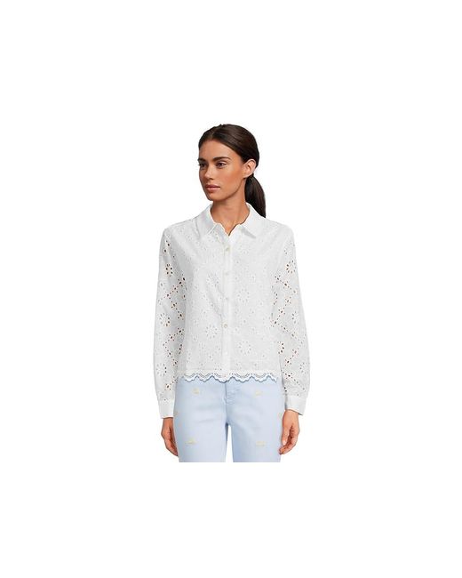 Lilly Pulitzer White Singrid Eyelet Top Clothing, Cotton