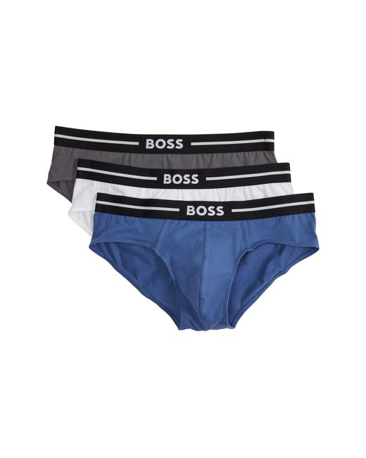 BOSS by HUGO BOSS 3-pack Bold Logo Hipster Briefs in Blue for Men | Lyst