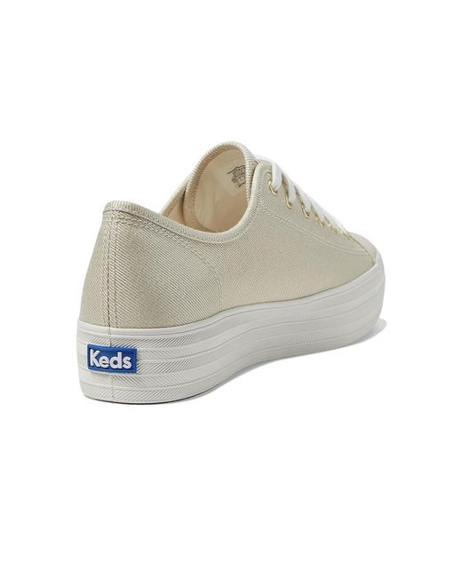 Keds White Triple Kick Canvas ( Metallic Textile) Lace Up Casual Shoes