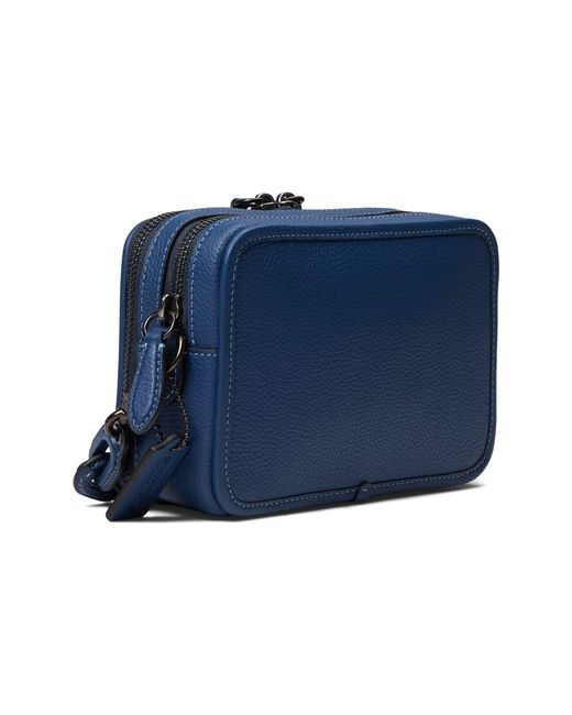 COACH Charter Crossbody In Pebble Leather With Leather Chain in Blue