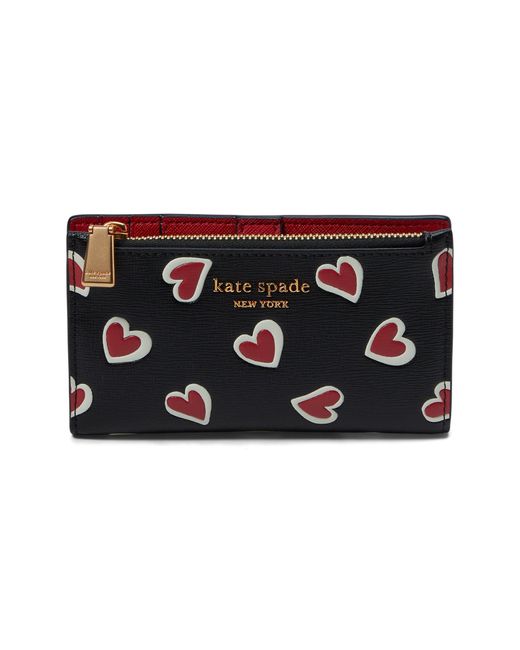 Kate Spade Morgan Stencil Hearts Embossed Printed Saffiano Leather