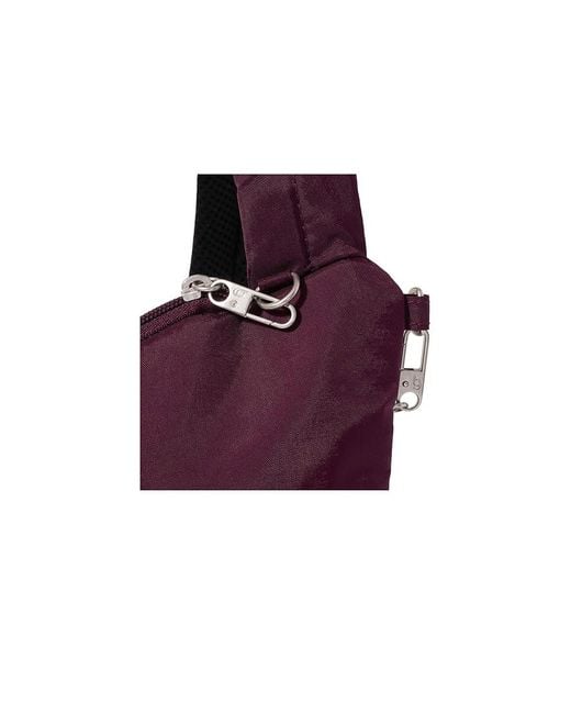 Baggallini Purple Securtex Anti-Theft Half Moon Sling Handbags, Nylon