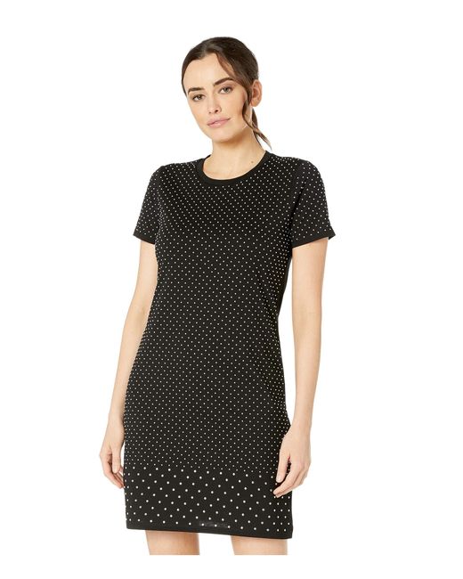 Michael Kors Black Studded Cotton-jersey T-shirt Dress