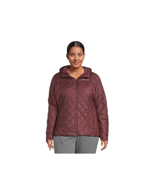 Columbia Red Plus Size Copper Crest Hooded Jacket Coat, Polyester/Fleece