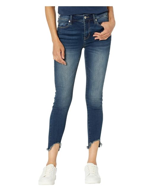 Liverpool Jeans Company Blue Petite Piper Hugger Curved Fray Hem Jeans In Swanson