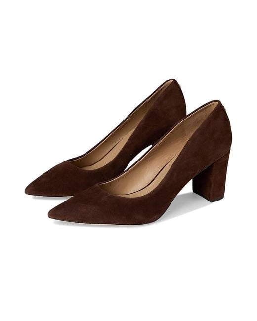 Ralph Lauren Brown Lanette Suede Block-Heel Pumps High Heels 5 B