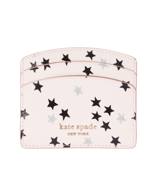 Kate Spade Leather Spencer Confetti Stars Card Holder in Pink - Lyst