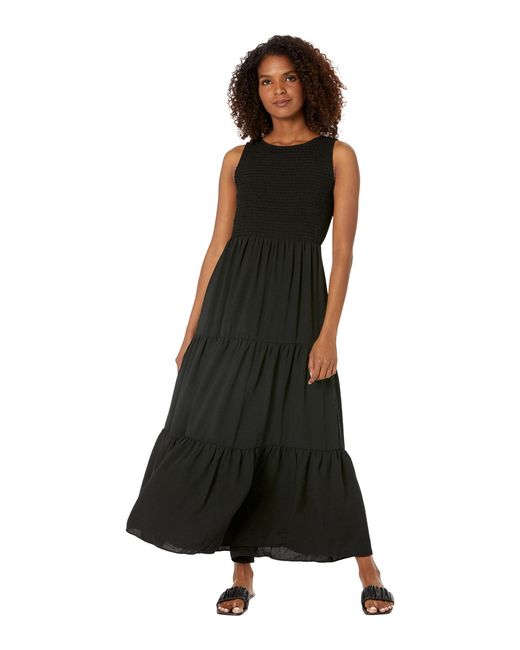Vince Camuto Synthetic Sleeveless Maxi Crinkle Gauze Blouse in Black | Lyst
