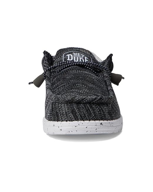 HeyDude Black Wally Stretch Mix Slip-On Casual Shoes (Meteorite) Shoes