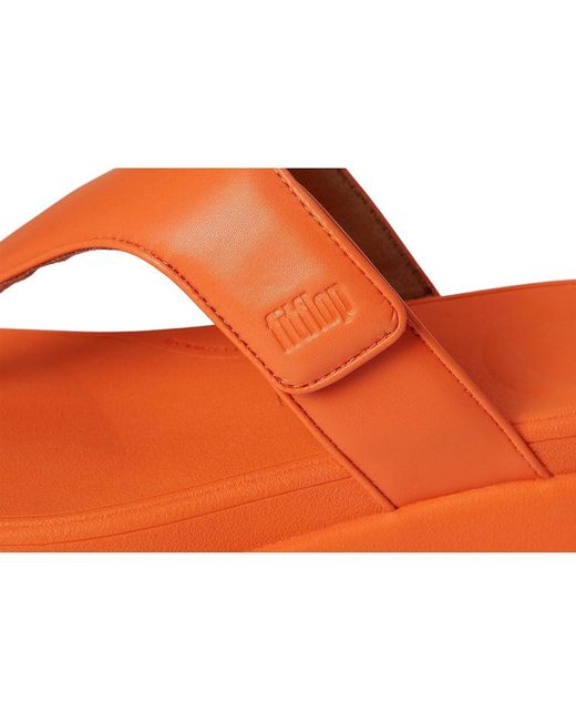 Fitflop Orange F-Mode Go Adjustable Flatform Toe-Post Sandals Wedge Shoes 9 M (B) Faux Leather