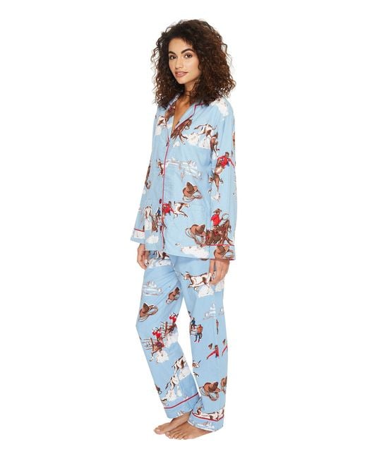 PJ Salvage Playful Prints Love You A Latte Cotton Jersey Classic Pajama Set  in Peri Blue