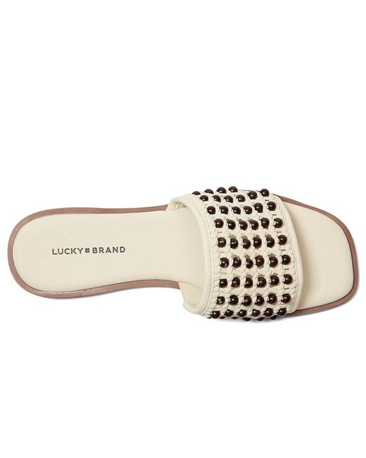 Lucky Brand Black Gidya Beaded Flat Sandals Sandals Parchment/ 10 B