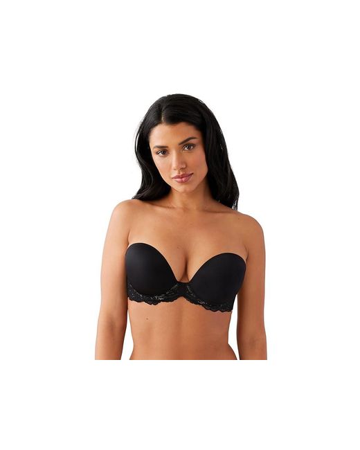 Wacoal Black Self-Assured Push-Up Strapless Bra Bra, Mesh/Nylon/Spandex