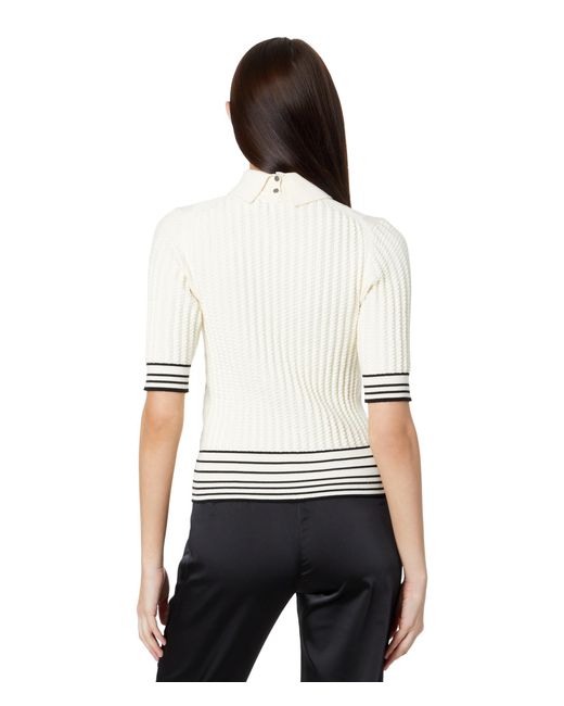 Ted Baker White Morliee Puff Sleeve Fitted Sweater