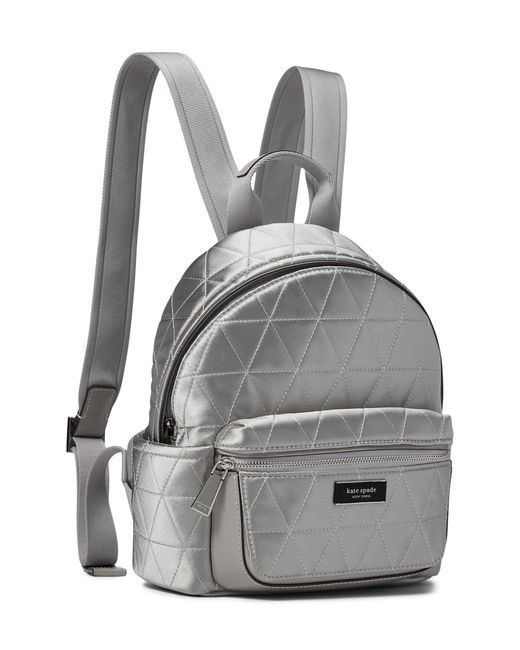 Kate Spade Sam Icon Quilted Satin Small Backpack in Gray Lyst
