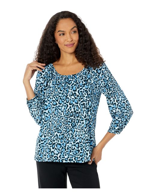 MICHAEL Michael Kors Easy Peasant Top in Blue Lyst