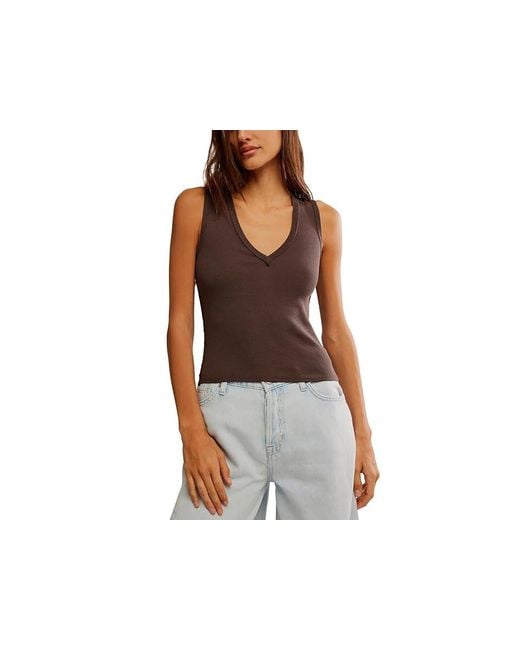 Free People Black Neria Tank Top Clothing Xl 14) Cotton/Down/Elastane
