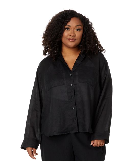 Madewell Black Plus Resort Long-sleeve Shirt In Ramie