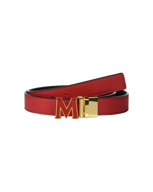 MCM Red Visetos Buckle Belt for men