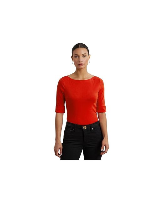 Ralph Lauren Red Stretch Cotton Boatneck T-Shirts Clothing, Cotton/Elastane