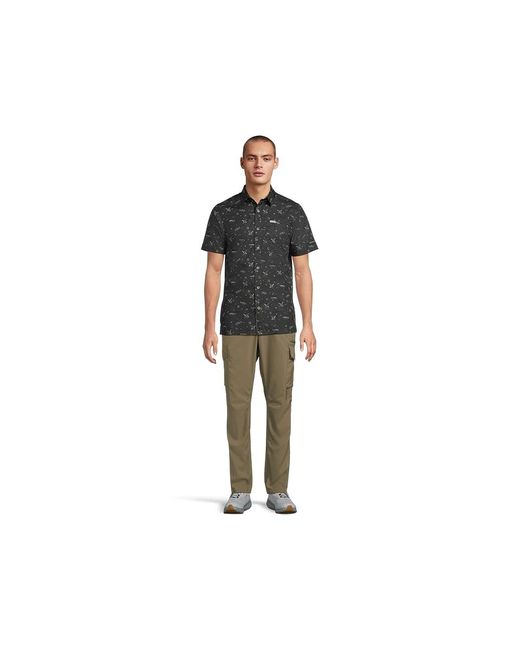 Columbia Black Super Slack Tidetm Camp Shirt Short Sleeve Button Up, Polyester for men