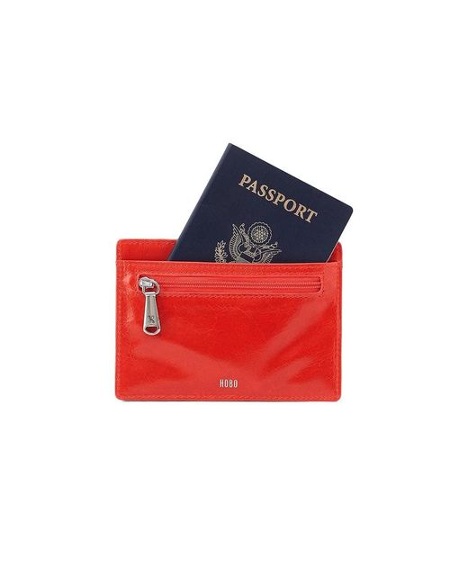 Hobo International Red Euro Slide Card Case Bags, Leather