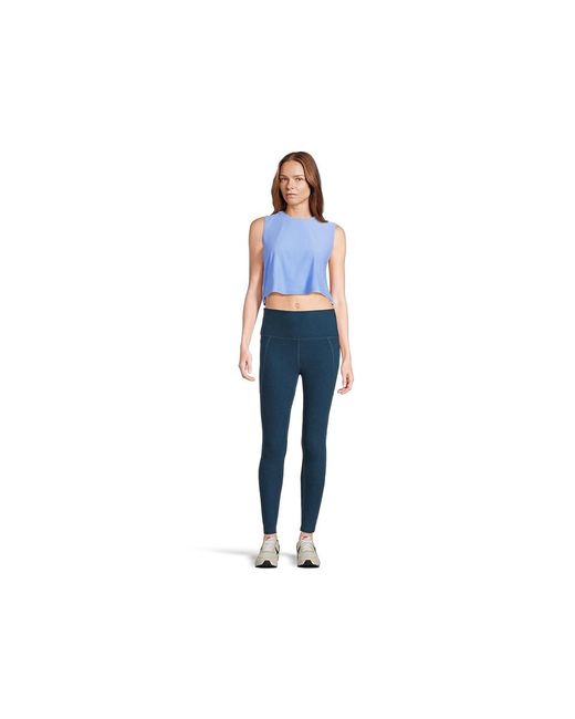Beyond Yoga Blue Featherweight Balance Cropped Tank Top Workout, Elastane/Polyester