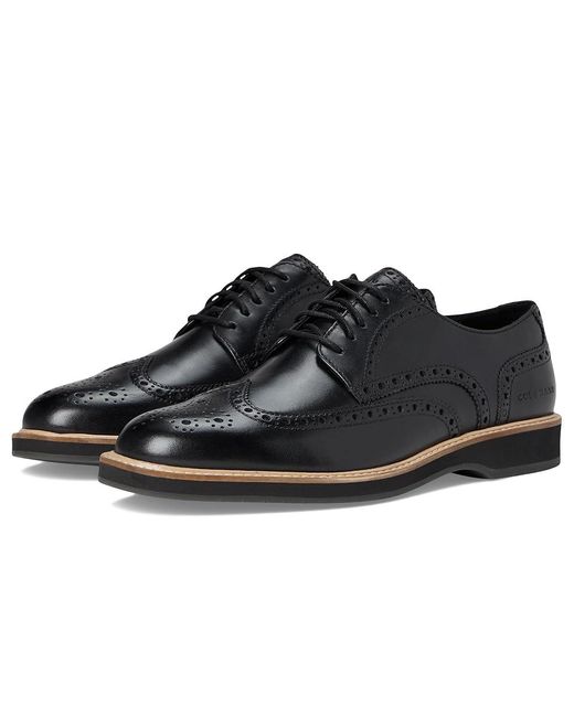 Cole Haan Black Morse Grand Wingtip Oxfords Lace-Up Boots/ Pinstripe 7.5 D for men