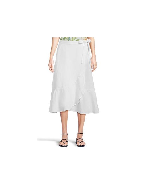 Tommy Bahama Black St. Lucia Wrap Pull On Skirt Skirt Sm (Us 6-8) Linen/Viscose