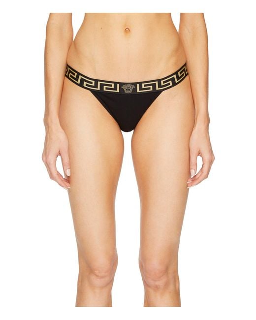 Versace Black Perizoma Elastic Medusa Thong (nero) Women's Underwear