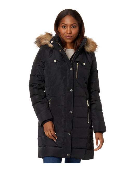 MICHAEL Michael Kors Snap Front Down Puffer M825943cz in Black | Lyst