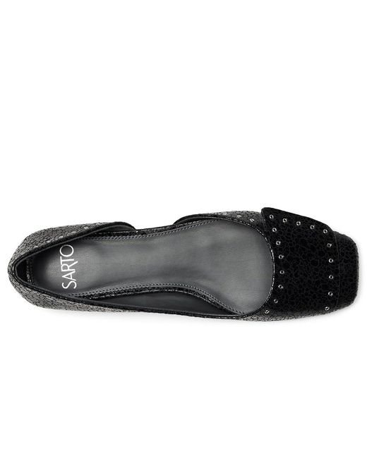 Franco Sarto Black Tracy Embellished Flat Shoes, Leather/Rubber