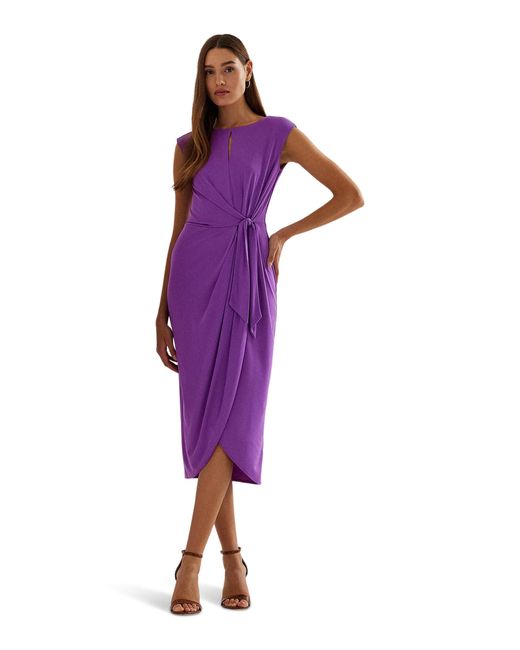 Lauren by Ralph Lauren Purple Stretch Jersey Tie-front Dress