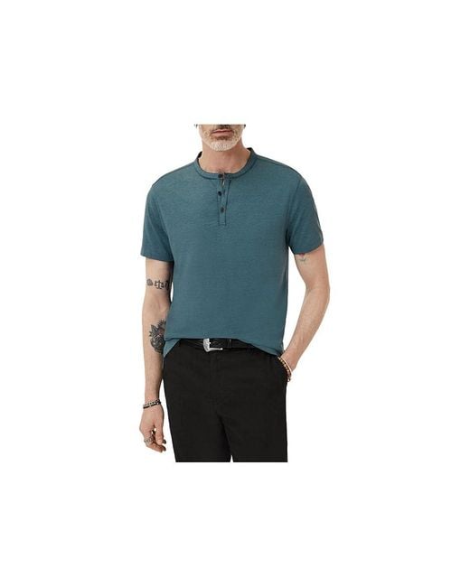 John Varvatos Blue Duke Henley K4463F25 Clothing, Cotton/Polyester for men