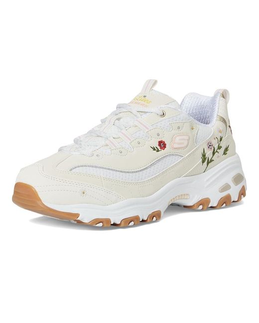 Skechers White D'Lites-Spring Bloom Shoes 9 B