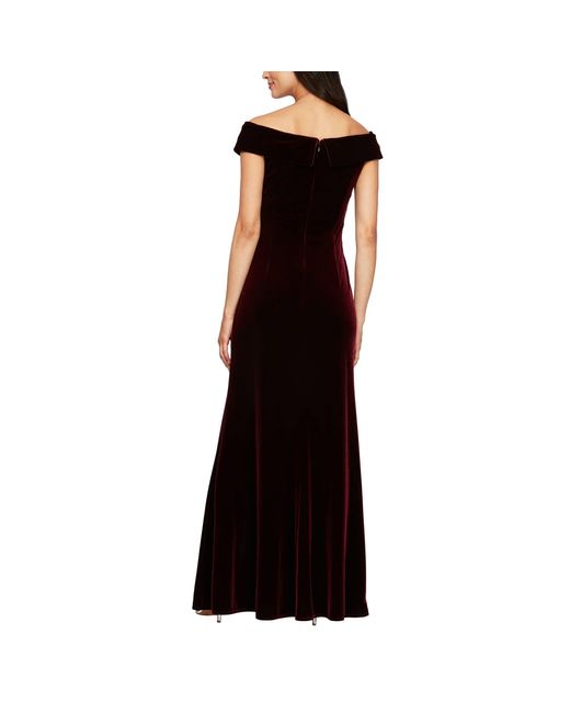 Alex Evenings Long Off-the-shoulder Fit-and-flare Dress W/ Surplice ...