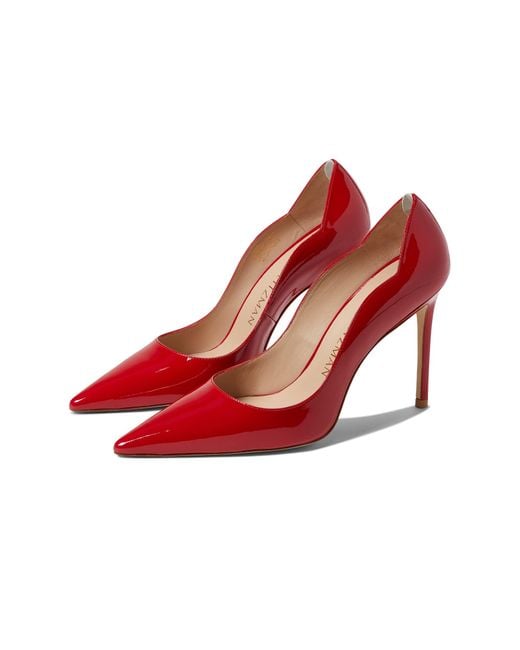 Stuart Weitzman Leather Stuart 100 Scallop Pump in Red | Lyst