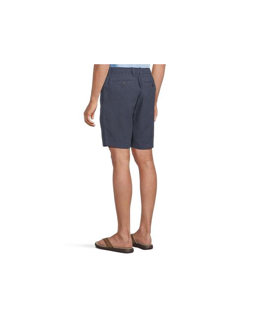 Tommy Bahama Black Isla Sands Stripe Single Pleat Short Shorts, Linen/Polyester for men