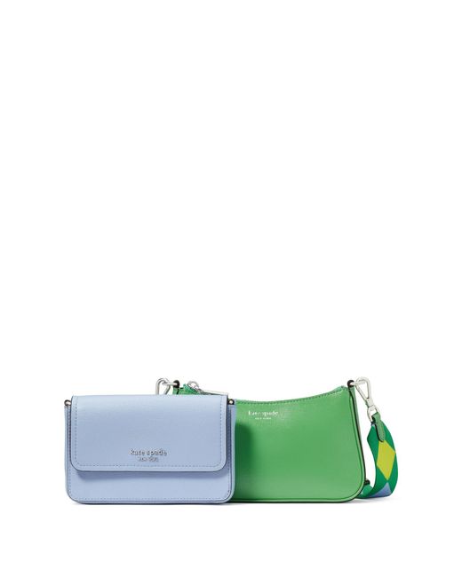 Kate Spade Green Double Up Colorblocked Saffiano Leather Double Up Crossbody