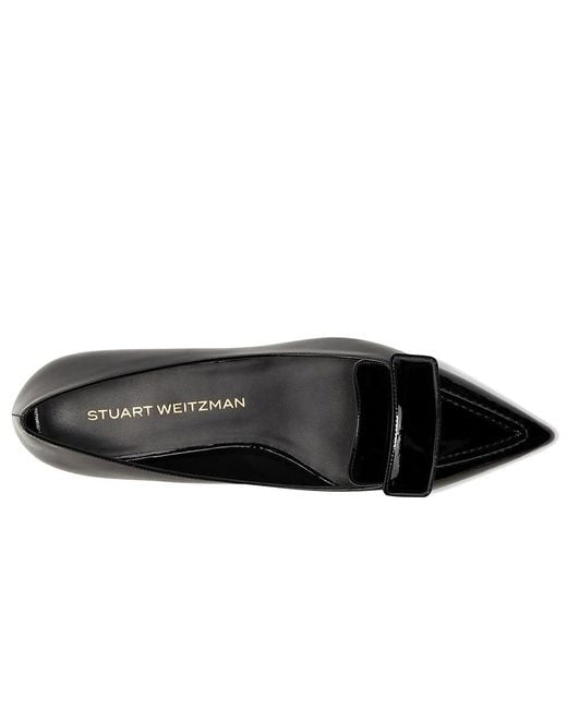 Stuart Weitzman Black Sovinnie Flat Dress Sandals, Leather