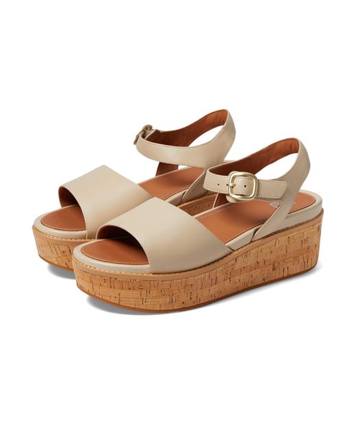 Fitflop Metallic Eloise Cork-wrap Leather Back-strap Wedge Sandals