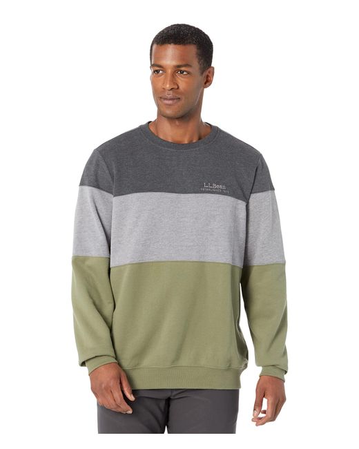 L.L. Bean Cotton 1912 Sweatshirt Crew Neck Colorblock Tall in Blue
