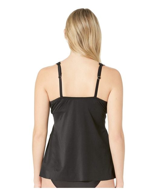 Miraclesuit Synthetic Dddd Cup Solid Black Plunge Tankini Top Lyst