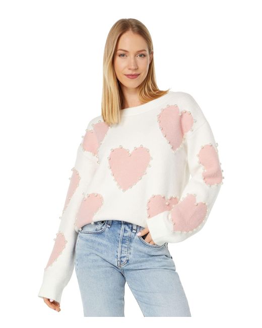 English Factory Pearl Heart Sweater in White | Lyst